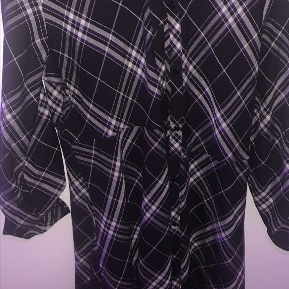 A Black Plaid Button Up Shirt Dress, Size M